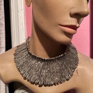 French Designer BICHE DE BERE PARIS Pewter Silver Collar RARE